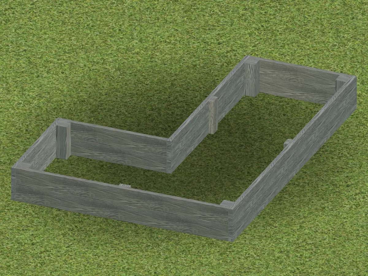 L-shaped corner bed, 3D render