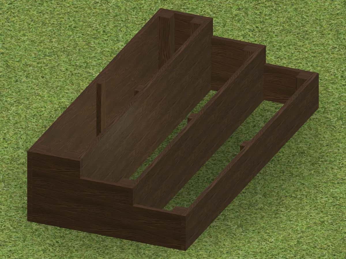 Three-step tiered bed, 3D render