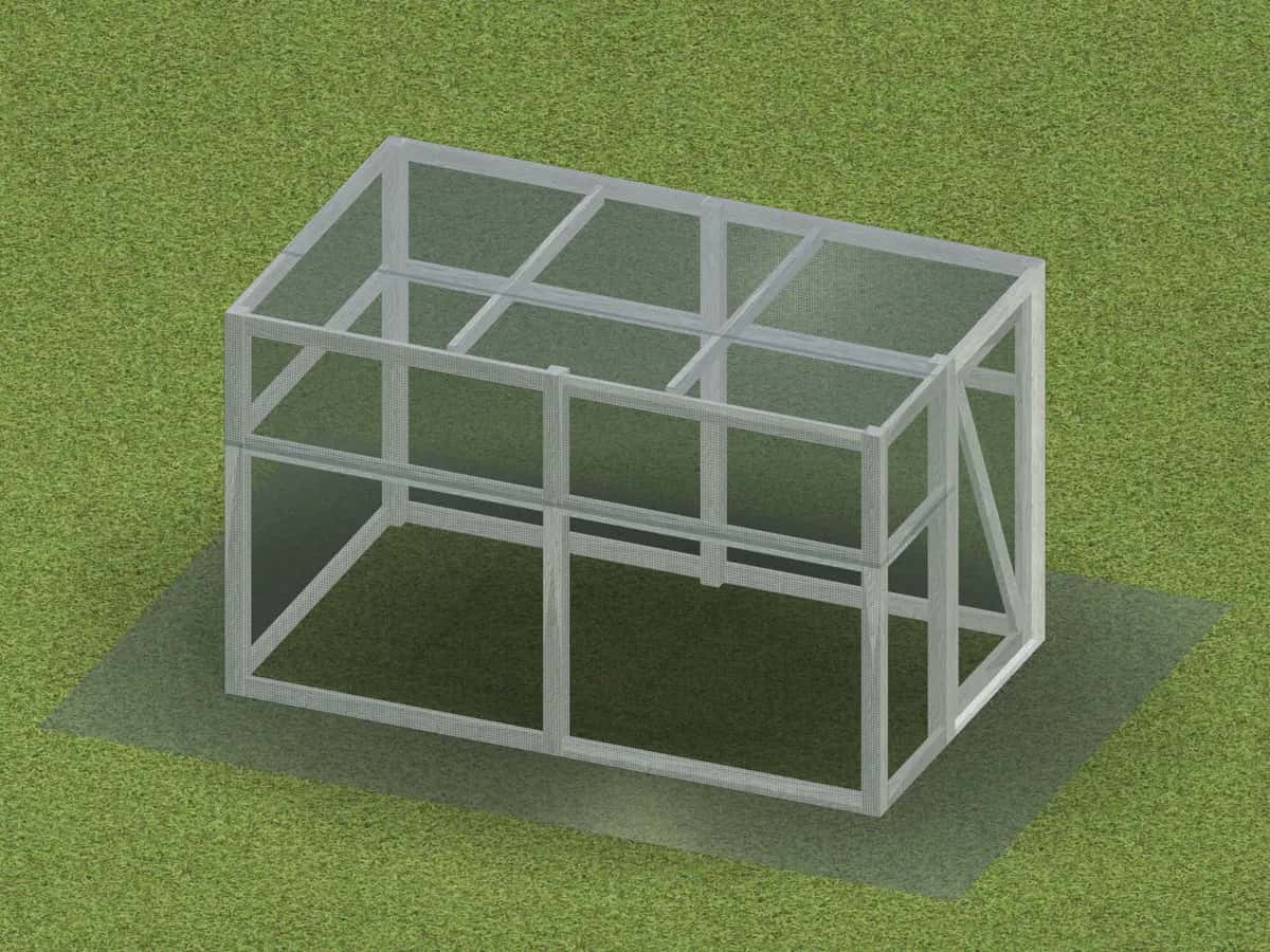 Walk-in run, wire top, 3D render