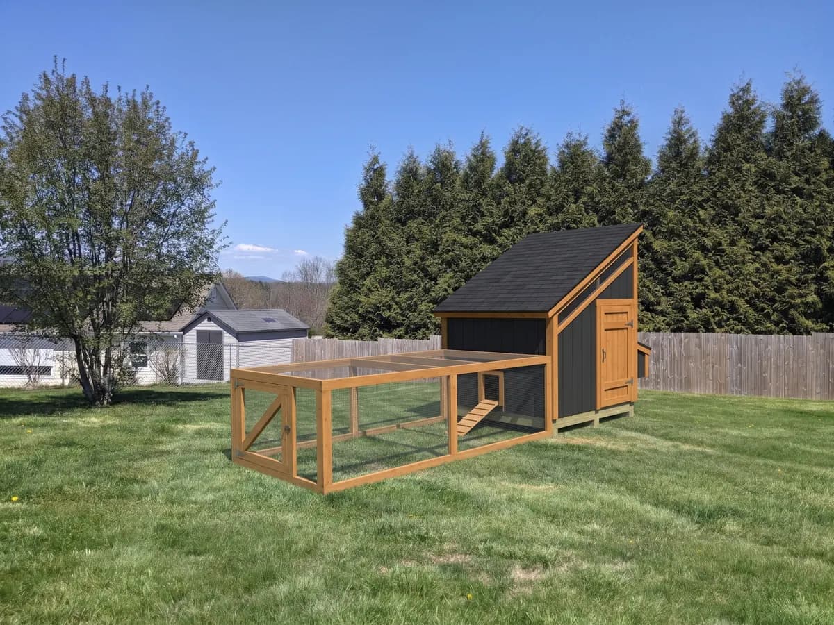 Lean-to coop with front run, Modern Barn style (representative image)