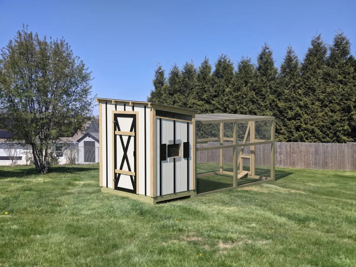 Low-slope modern coop, Farmhouse style (representative image)